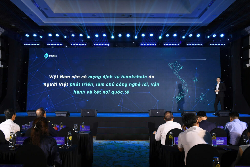 Ông Phan Đức Trung phát biểu tại lễ ra mắt 1Matrix, đánh dấu khởi đầu mạng blockchain Layer 1 “Make in Vietnam”
