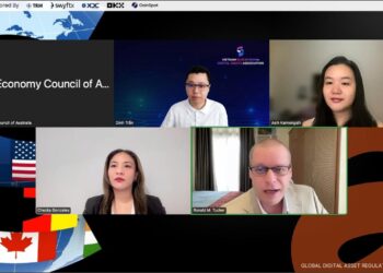 Phiên thảo luận trực tuyến tại Hội nghị Thượng đỉnh về Quy định Tài sản Số Toàn cầu 2025, với sự tham gia của đại diện Việt Nam, Indonesia và Philippines diễn ra vào sáng ngày 25/09/2025.